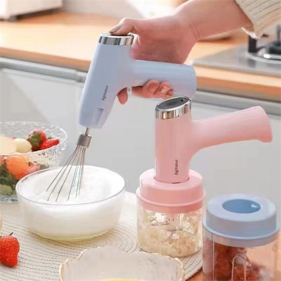 seier 3 in 1 Wireless Electric Hand Mixer, stainless steel, 5-Speed USB Rechargeable Cordless Handheld Mixer Maker for Coffee, Cappuccino, Baby Food, Egg Beater, Cake, Baking Cooking (Multi Color)
