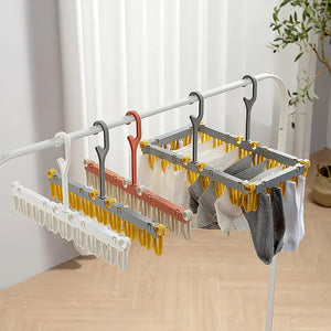 Pegs Hangers Clothes Rack with Clips Rotary Hook Drip Plastic Hanger, Organization with Socks, Underwear, Towels, Kids Clothes Drying