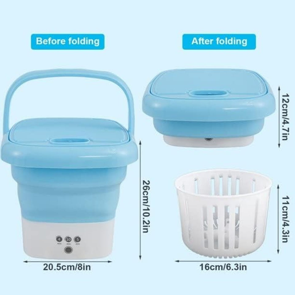 Portable Folding Mini Washing Machine, Bucket Washer for Clothes Laundry, Foldable Compact Ultrasonic Small Automatic USB Powered Cleaning Washer for Travel Home Business Trip