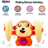 Seier Naughty 360 Degree Rotation Dancing and Spinning Rolling Doll Tumble Monkey Toy Voice Control Banana Monkey with Musical Toy with Light and Sound Effects Monkey Toy ( Multi Color )