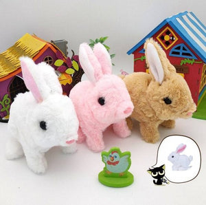 Seier Cookie Jumping Rabbit Easy on Hands, Interactive Toys Bunnies Can Walk and Talk, Easter Plush Stuffed Bunny Toy Walking Rabbit Educational Toys for Kids, Hopping Wiggle Ears Twitch Nose (Pack Of 1/ Colour: White).