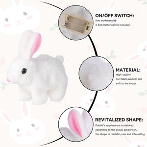 Seier Cookie Jumping Rabbit Easy on Hands, Interactive Toys Bunnies Can Walk and Talk, Easter Plush Stuffed Bunny Toy Walking Rabbit Educational Toys for Kids, Hopping Wiggle Ears Twitch Nose (Pack Of 1/ Colour: White).